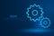 Technology gear icon with blue background, vectorTechnology gear icon with blue background, A gearing composed of polygons, vector