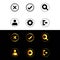 Technology Golden and black icons design set