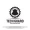 Technology guard logo design with the concept of gears and shields. vector tech icon