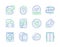 Technology icons set. Included icon as Call center, Project deadline, People chatting signs. Vector