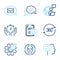 Technology icons set. Included icon as Face detect, Privacy policy, Timer signs. Vector