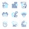 Technology icons set. Included icon as Loan house, Settings blueprint, Seo shopping signs. Vector