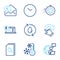 Technology icons set. Included icon as Online accounting, Refill water, Time signs. Vector