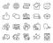Technology icons set. Included icon as Open box, Seo analytics, Online chemistry signs. Vector