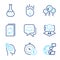 Technology icons set. Included icon as Smile face, Update document, Scroll down signs. Vector