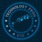 Technology From Kos. Futuristic geometric badge.