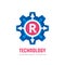 Technology Letter R - vector logo template concept illustration. Cogwheel gear abstract sign. Creative digital symbol. Mechanic