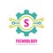 Technology Letter S - vector logo template concept illustration. Cogwheel gear abstract sign. Creative digital symbol. Mechanic