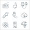 technology line icons. linear set. quality vector line set such as caliper, cpu tower, film reel, cloud uploading, usb connector,
