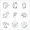 technology line icons. linear set. quality vector line set such as compact disk, orbit, experiments, video camera, plug, startup,