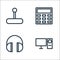 Technology line icons. linear set. quality vector line set such as computer, headphones, calculator