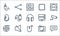 Technology line icons. linear set. quality vector line set such as message, mouse, cinema reel, camera, silent, microphone, server