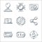 technology line icons. linear set. quality vector line set such as network, battery, circuit, share, brain, email, hd screen,