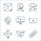 technology line icons. linear set. quality vector line set such as ram, cctv camera, multimedia controls, graphic card, video