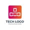 Technology logo, computer and data related business, hi-tech and innovative link network