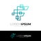 Technology logo with letter F icon, pixel logo, line icon template