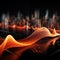 Technology orange sinusoidal waves dark backdrop