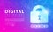 Technology security abstract background concept, Digital technology banner pink blue background binary code, abstract tech ai