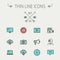 Technology thin line icon set