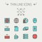 Technology thin line icon set