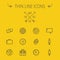 Technology thin line icon set