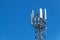 Technology on the top of the telecommunication GSM. Masts for mobile phone signal. Tower with antennas of cellular communication o