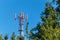 Technology on the top of the telecommunication GSM. Masts for mobile phone signal. Tower with antennas of cellular communication o