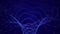 Technology wireframe tunnel on blue background. Futuristic 3D wormhole. 3d rendering