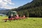 Tedding hay with tractor