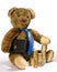 Teddy as a businessman with money or coins (EURO)