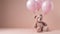 Teddy bear with balloons. Copy space. Generative AI