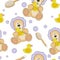 Teddy bear bath time seamless pattern