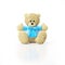 Teddy bear in blue sweater with bow