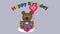 Teddy bear celebrating a birthday - animation