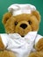 Teddy bear is the chef, green background