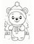 teddy bear coloring page for winter and christmas for kids