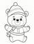 teddy bear coloring page for winter and christmas for kids