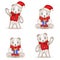 Teddy Bear cub new year Realistic 3d icons set