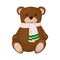 Teddy bear cute brown toy childhood animal baby gift doll character vector illustration.