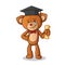 Teddy bear doll graduation mascot vector cartoon art illustration