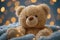 Teddy bear dreams Shiny bokeh lights enhancing the charming scene