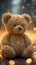 Teddy bear dreams Shiny bokeh lights enhancing the charming scene