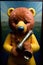 A Teddy Bear Dressed As A Person Holding A Flashlight. Generative AI