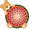Teddy Bear Eating Watermelon Sliced