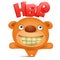 Teddy bear emoji character with hello title