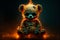 Teddy bear engulfed in flames, creating a mesmerizing display of fiery warmth