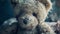 Teddy bear with filter effect retro vintage style and soft focus.