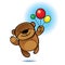 Teddy bear flying with color balloons