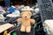 Teddy bear on the garbage pile, Pile of used Electronic and Housewares Waste Division broken or damage