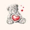 Teddy bear with heart.